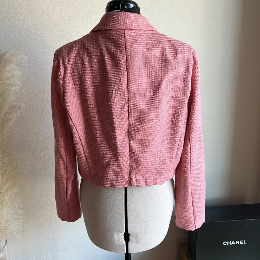 Upcycled Pink Tweed Cropped Blazer